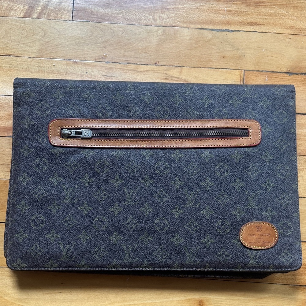 Vintage Louis Vuitton Dark Brown Monogram Laptop Bag/ Portfolio Case